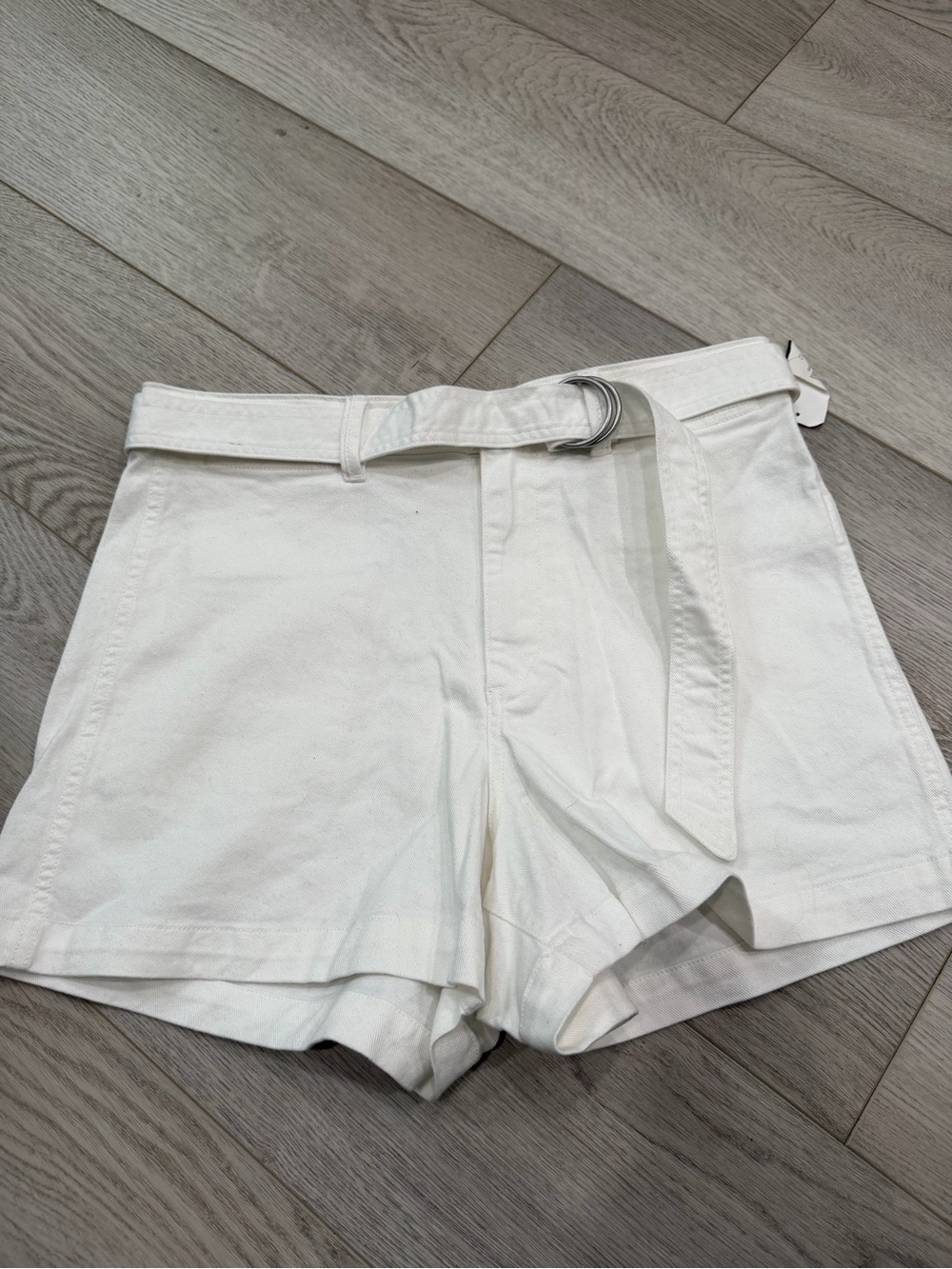 GAP White High-Waist Belted Cotton Shorts